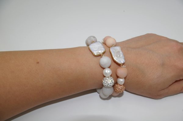 PULSERA GEA GRIS ROSA CORAL - Imagen 5