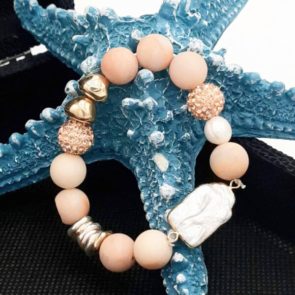 PULSERA GEA GRIS ROSA CORAL - Imagen 3